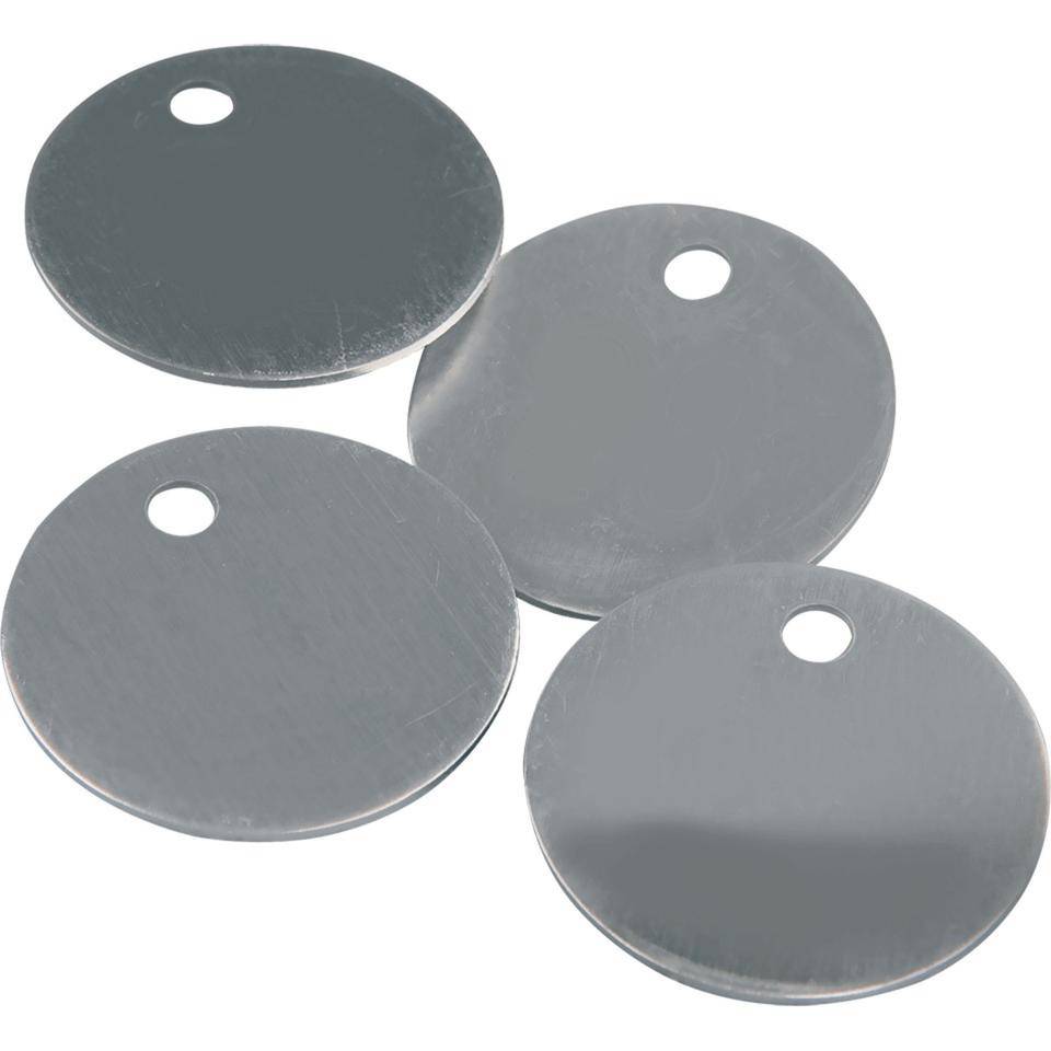 Kennzeichnungsmarken, blanko, glatt, mit Bohrung (Ø 4mm), Aluminium (1mm), Ø 25mm, 100/VE-0