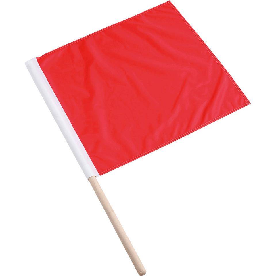 Warnflagge, rot, Polyester, 500x500mm, mit 800mm langem Holzstiel, Ø 22mm-0