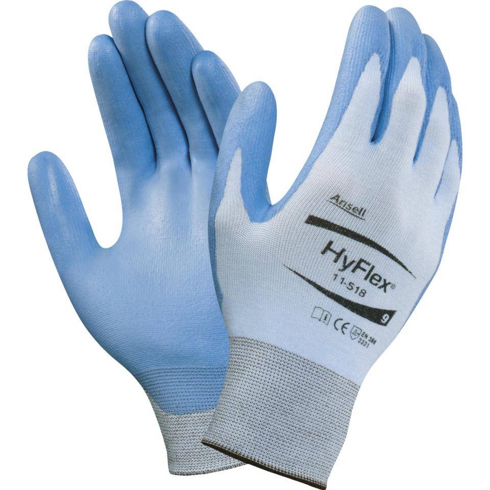 Ansell Schnittschutzhandschuh HyFlex® 11-518, Kat.II, blau, Nylon-Dyneema, Größe 8-0