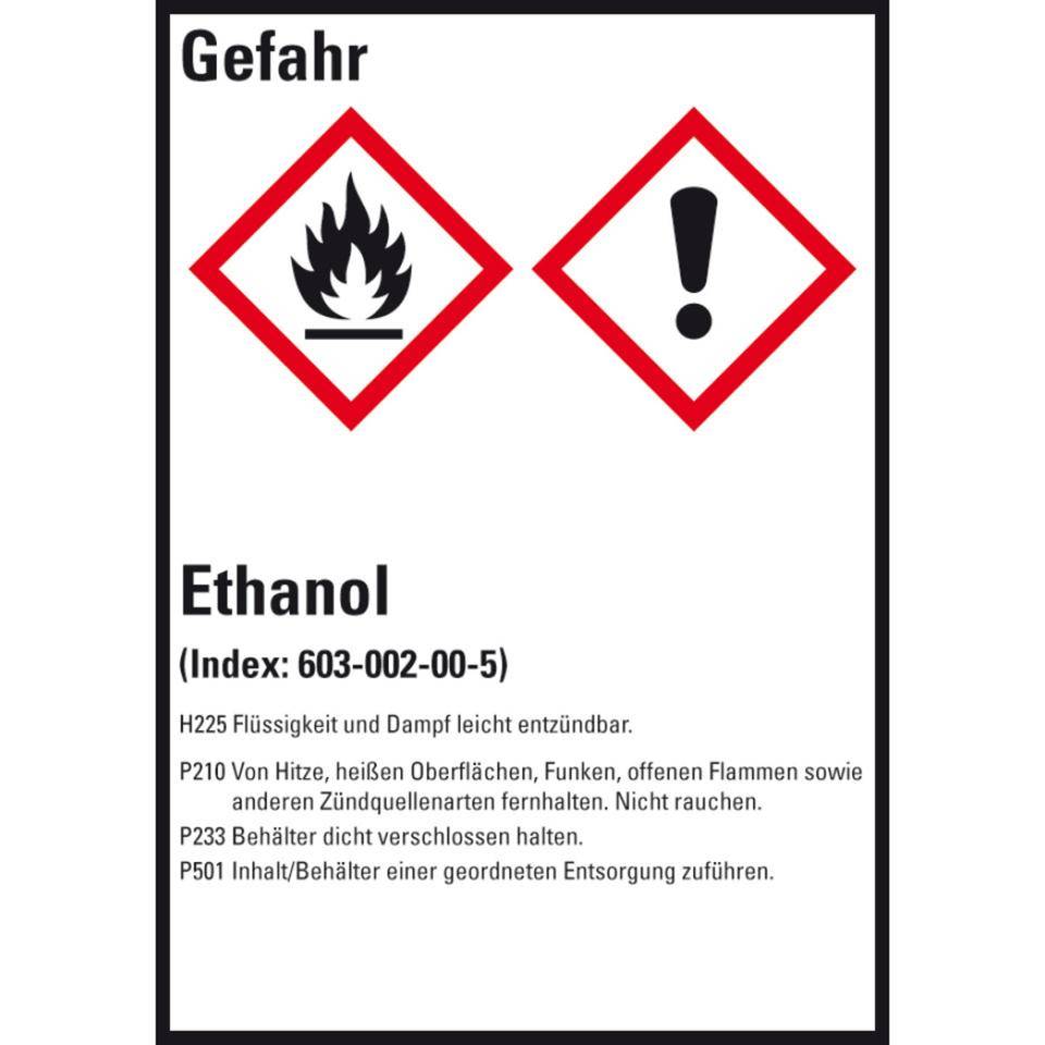 GHS-Etikett Ethanol, GefStoffV/GHS/CLP, Folie, selbstklebend, 52x74mm, 10/Bogen-0