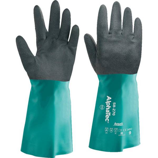 Ansell AlphaTec® Schutzhandschuh 58-270, Kat.III, schwarz/grün, 300mm, Größe 10