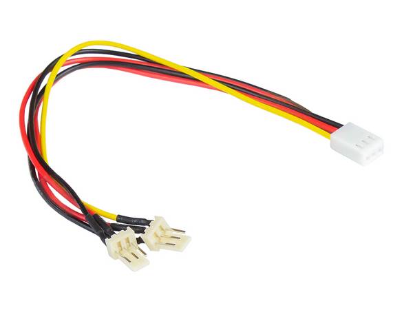 Good Connections® Lüfter-Y-Adapterkabel, 3-pin Bu. an 2 x 3-pin St., 0,22m