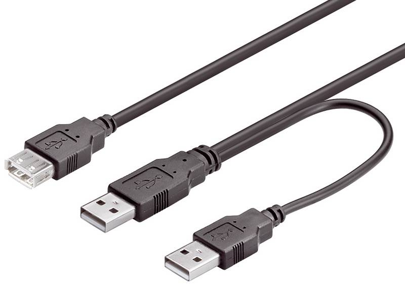 Good Connections® USB 2.0 Y-Verlängerung 2x Stecker A an Buchse A, schwarz, 0,3m-0