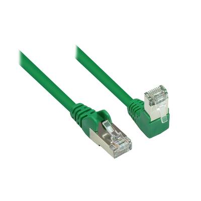 Good Connections® Patchkabel, Cat. 6, S/FTP, PiMF, 250MHz, einseitig 90° nach unten gewinkelt, grün, 7,5m