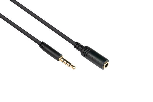 Good Connections® Klinkenverlängerung 3,5mm, Stecker an Buchse (4polig), schwarz, 0,5m