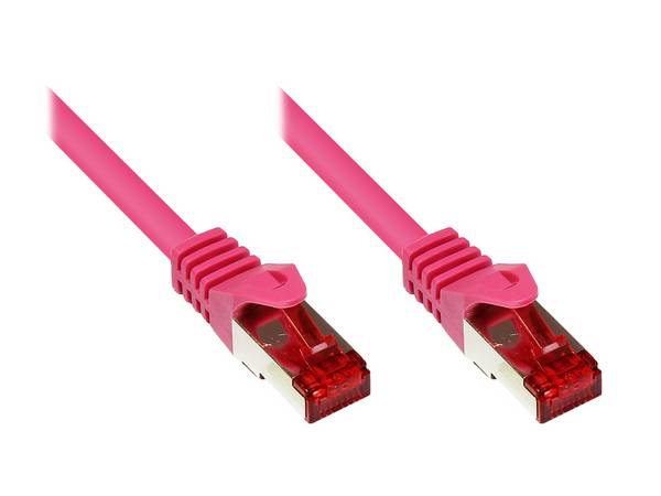 Good Connections® RNS® Patchkabel mit Rastnasenschutz, Cat. 6, S/FTP, PiMF, PVC, 250MHz, magenta, 0,15m