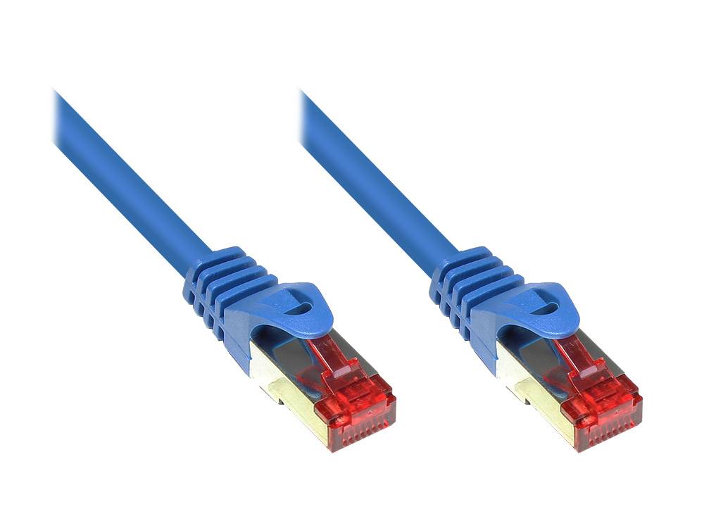 Good Connections® RNS® Patchkabel mit Rastnasenschutz, Cat. 6, S/FTP, PiMF, PVC, 250MHz, blau, 0,5m-0