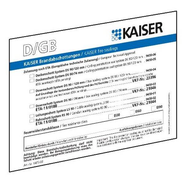 Kaiser Elektro Schott-Kennzeichnungssch. DE/GB/FR/IT 9473-91-0