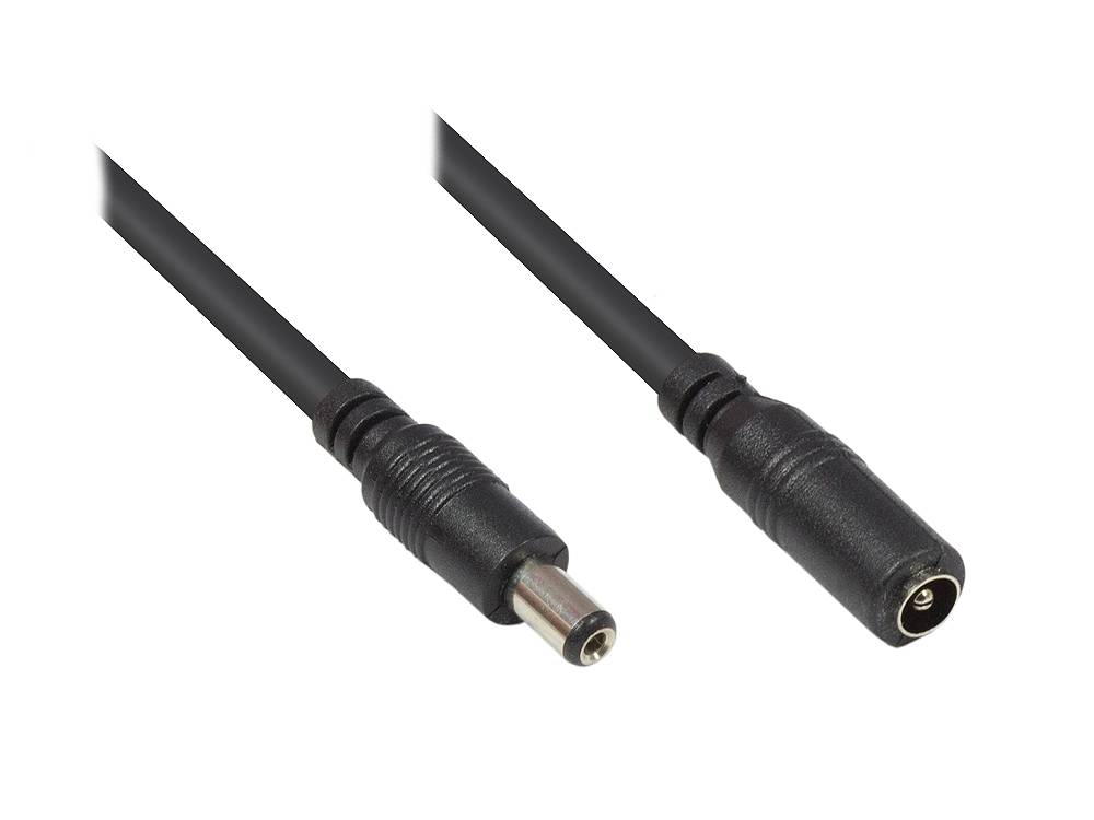 Good Connections® Niedervolt-Verlängerungskabel, 5,5mm x 2,1mm Stecker an Kupplung, schwarz, 10m-0
