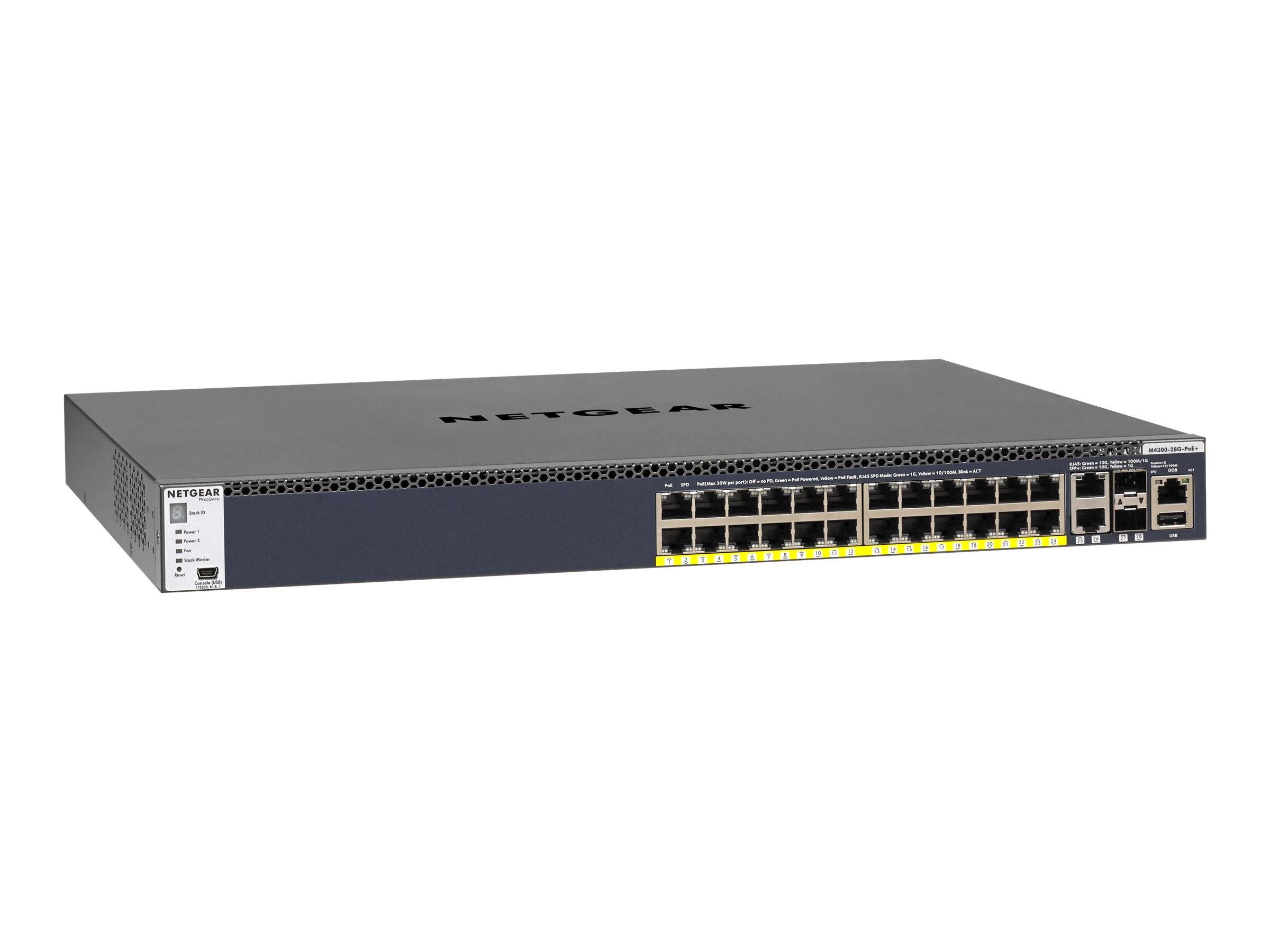 Netgear M4300-28G-PoE+ - Switch - L3 - managed - 2 x 10/100/1000/10000 + 2 x 10-0