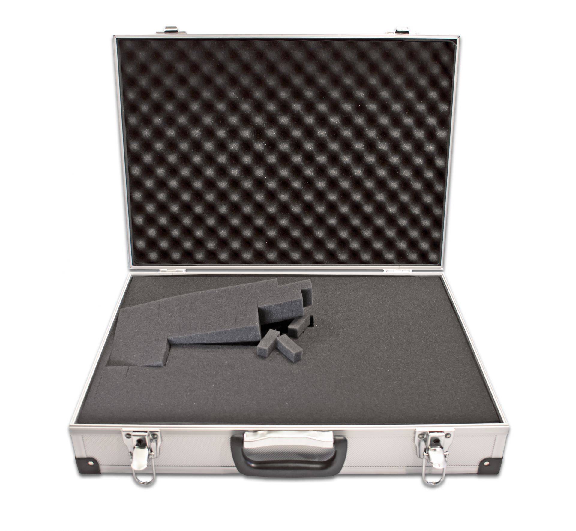 PeakTech P 7265 – Aluminium Tragekoffer mit Würfelschaum ~ 390 x 280 x 100 mm ~ Farbe: Silber-1