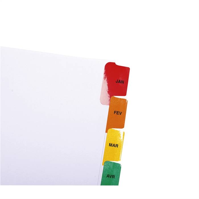Register numerisch bedruckt, weißer Karton 160g/qm, 12 Taben, Jan.-Dez., DIN A4-3