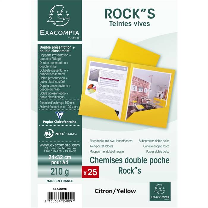 "25er Packung Aktenmappen ROCK""S"" 210 mit 2 Innenfächern aus Manila-Karton - doppelt A4 oder A3"-2