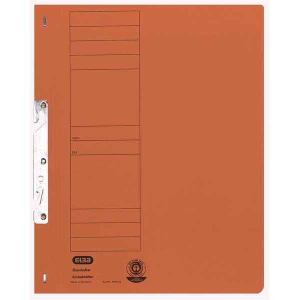 Einhakhefter kfm. Heftung ganzer Vorderdeckel Karton orange