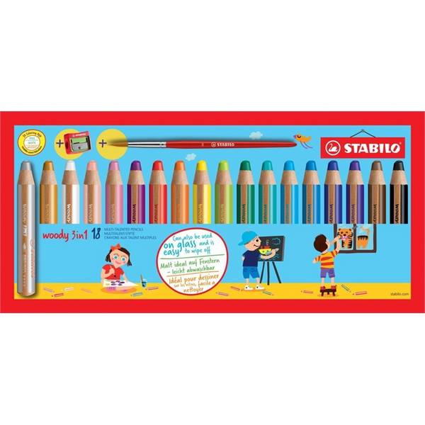 STABILO Woody 3 in 1, Mehrfarbig, 18 Stück(e)