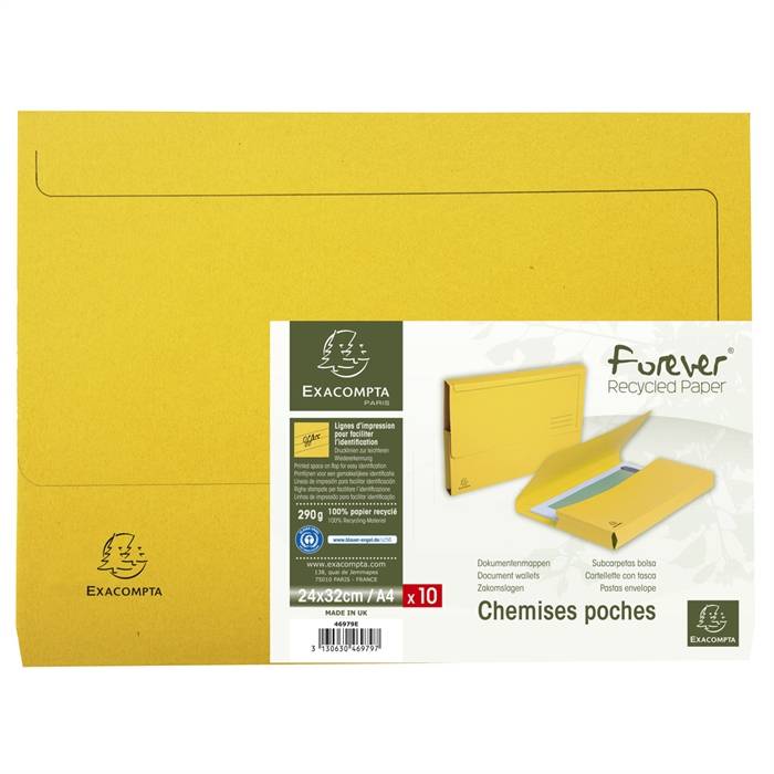 10er Packung Aktenmappen mit Verschlußkappe aus Recycling-Karton 290g Forever, für Format DIN A4-0