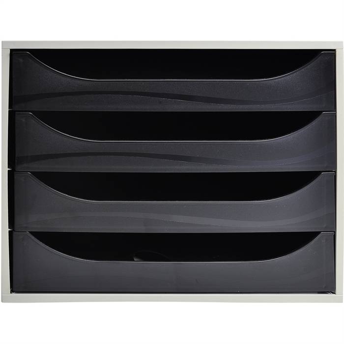 Schubladenbox Ecobox A4+ 4Schübe offen gr/sw-1