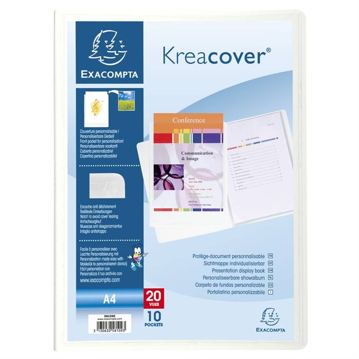 EXACOMPTA Sichtbuch Kreacover, PP, DIN A4, 10 Hüllen, weiß (8702076)-0