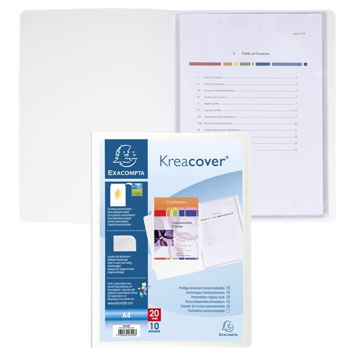 EXACOMPTA Sichtbuch Kreacover, PP, DIN A4, 10 Hüllen, weiß (8702076)-1