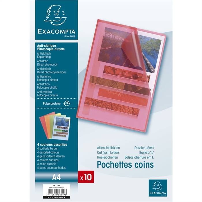 Packung mit 10 Aktensichthüllen aus genarbtem PP 120Âµ, für Format DIN A4-1