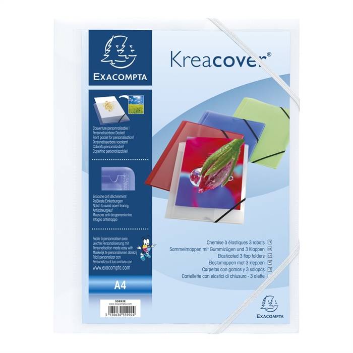 Sammelmappemit 3 Klappen Kreacover DIN A4 PP, weiß