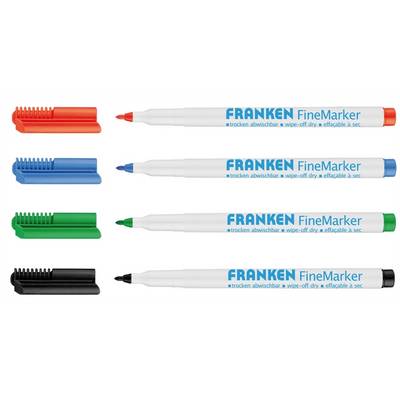 Franken GmbH Franken FineMarker, 4 Stück(e), Schwarz, Blau, Grün, Rot, Feine Spitze, Schwarz, Blau,-0