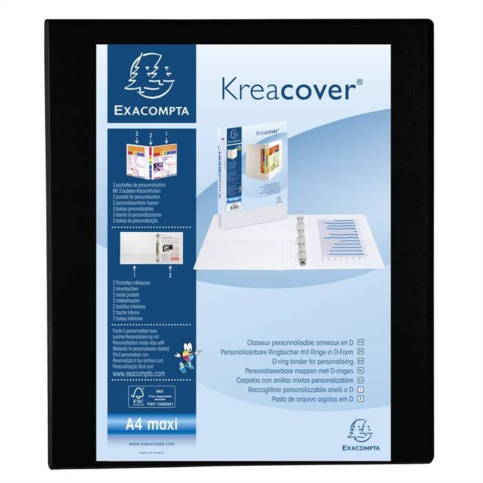 Präsentationsringbuch Kreacover A4 30mm 4 Ringe schwarz-0