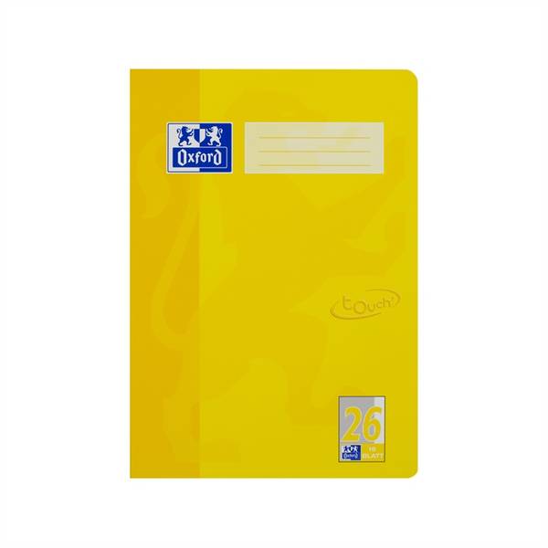 OXFORD Touch Schulheft A4 16 Blatt L. 26, Gelb, 16 Blatt Optik Paper, abgerundete Ecken