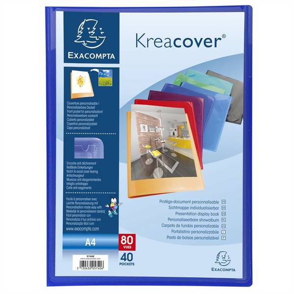 Sichtmappe aus PP 500Âµ mit 40 Hüllen Kreacover, für Format DIN A4