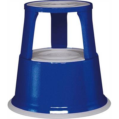 Rolltritt,Stahl,blau,Trittfläche Ø 290mm,3 Federrollen-0