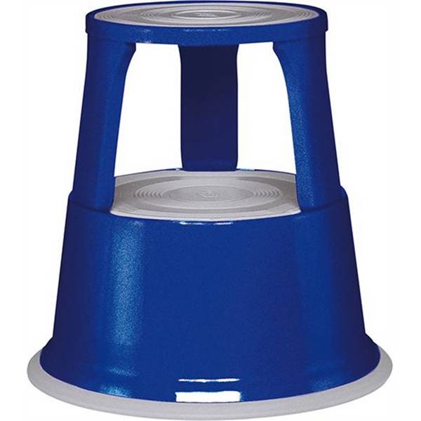 Rolltritt,Stahl,blau,Trittfläche Ø 290mm,3 Federrollen