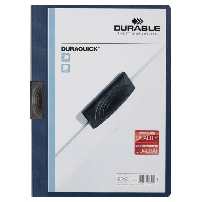 Klemmmappe A4 Duraquick transparent dunkelblau