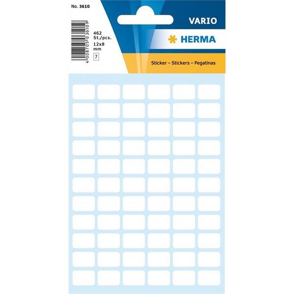 HERMA - Papier - selbstklebend - weiß - 8 x 12 mm 462 Etikett(en) (7 Bogen x 66 Etiketten