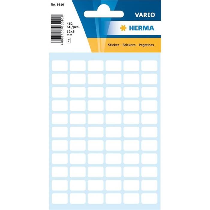 HERMA - Papier - selbstklebend - weiß - 8 x 12 mm 462 Etikett(en) (7 Bogen x 66 Etiketten-0