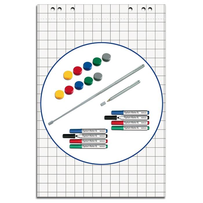 Flipchart Starter-Set mit Block Zeigestab und Stiften-0