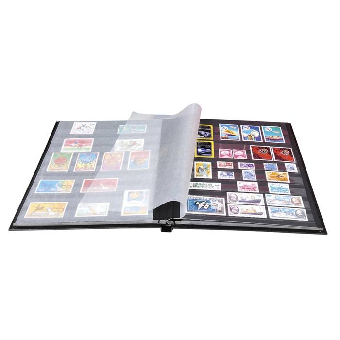 Briefmarken Einsteckalbum aus Halbleder, 48 Seiten, 22,5x30,5cm-3