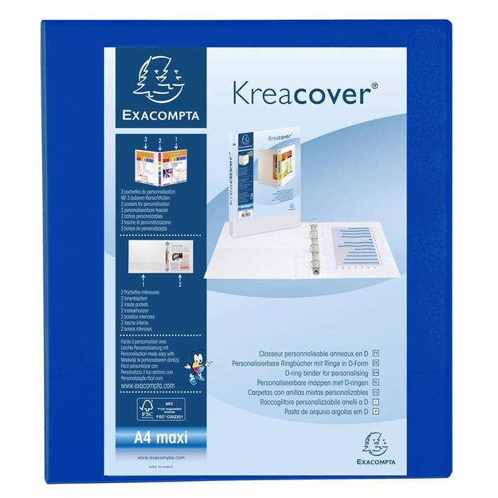 Präsentationsringbuch Kreacover A4 50mm 4 Ringe blau-0