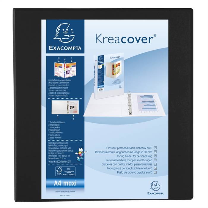 Präsentationsringbuch Kreacover A4 60mm 4 Ringe schwarz-0