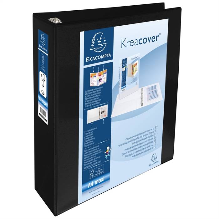 Präsentationsringbuch Kreacover A4 60mm 4 Ringe schwarz-1