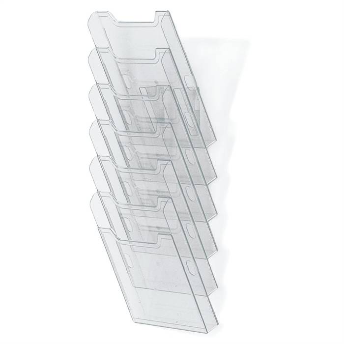 Wandprospekthalter A4 hoch 6Fächer transparent-1