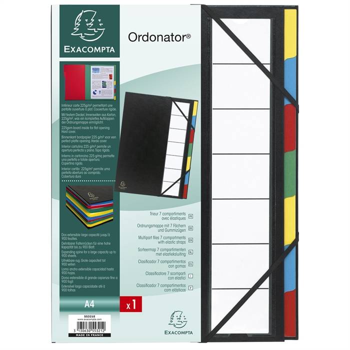 EXACOMPTA Ordnungsmappe Harmonika, PP, 7 Fächer, schwarz (8701694)-1