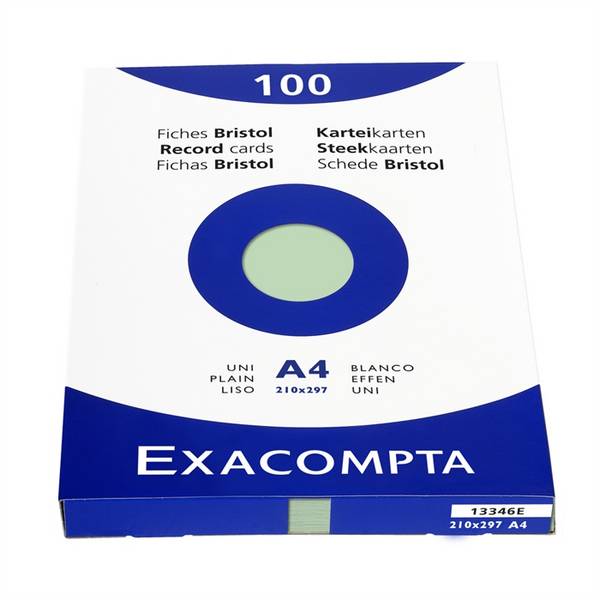 EXACOMPTA Karteikarte, blanko, A4, Karton, 205 g/mÂ², grün (100 Stück)