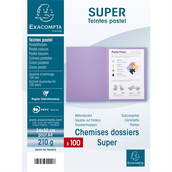 100er Packung Aktendeckel A4 SUPER 210 24x32cm 5-farben-4