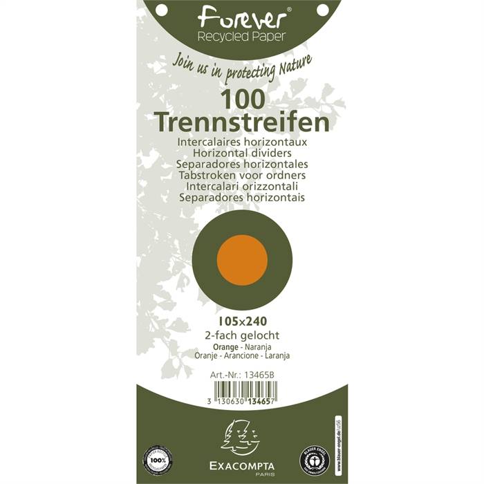 EXACOMPTA Trennstreifen Recycling, 105 x 240 mm, orange-0