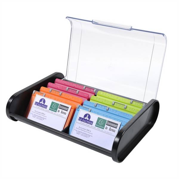 Visitenkarten-Box für 400 Karten schwarz/harlekin