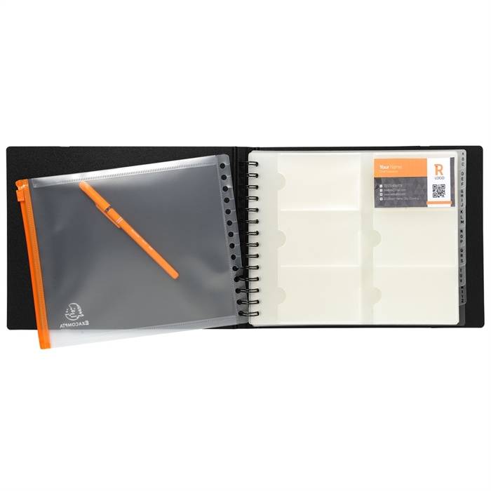 Visitenkartenbuch Exacard 250x200x28mm bis 240 Karten schwarz-2