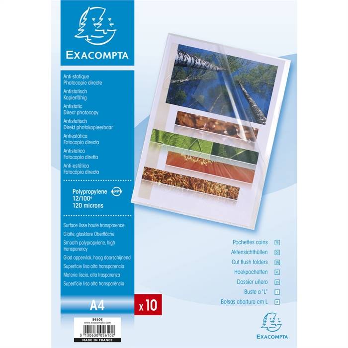 Packung mit 10 Aktensichthüllen aus glattem PP 120Âµ, für Format DIN A4-4