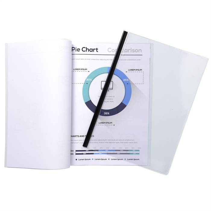 Packung mit 10 Aktendeckeln für Klemmschienen aus glattem PVC 200Âµ, für Format DIN A4-0