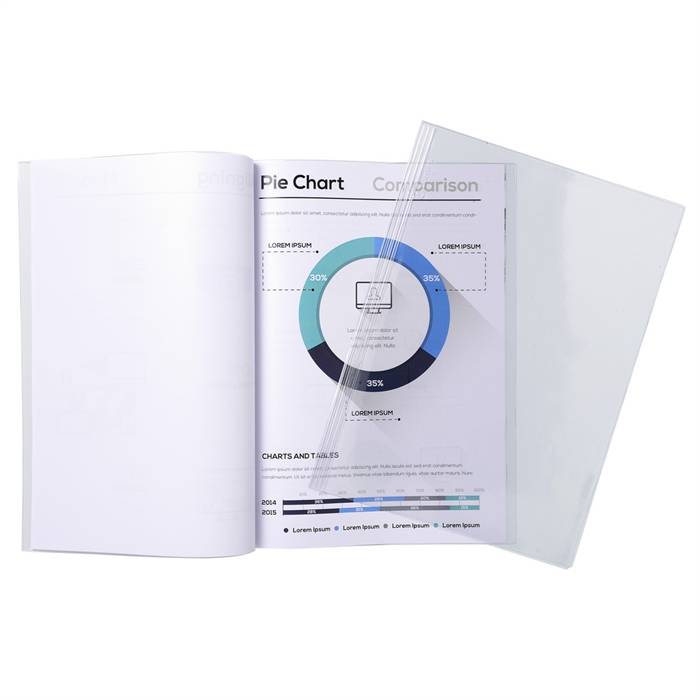 Packung mit 10 Aktendeckeln für Klemmschienen aus glattem PVC 200Âµ, für Format DIN A4-4