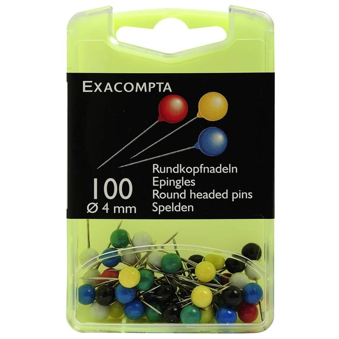 Blisterbox mit 100 Stück Rundkopfnadeln, Ã15mm, Spitze 4mm-0
